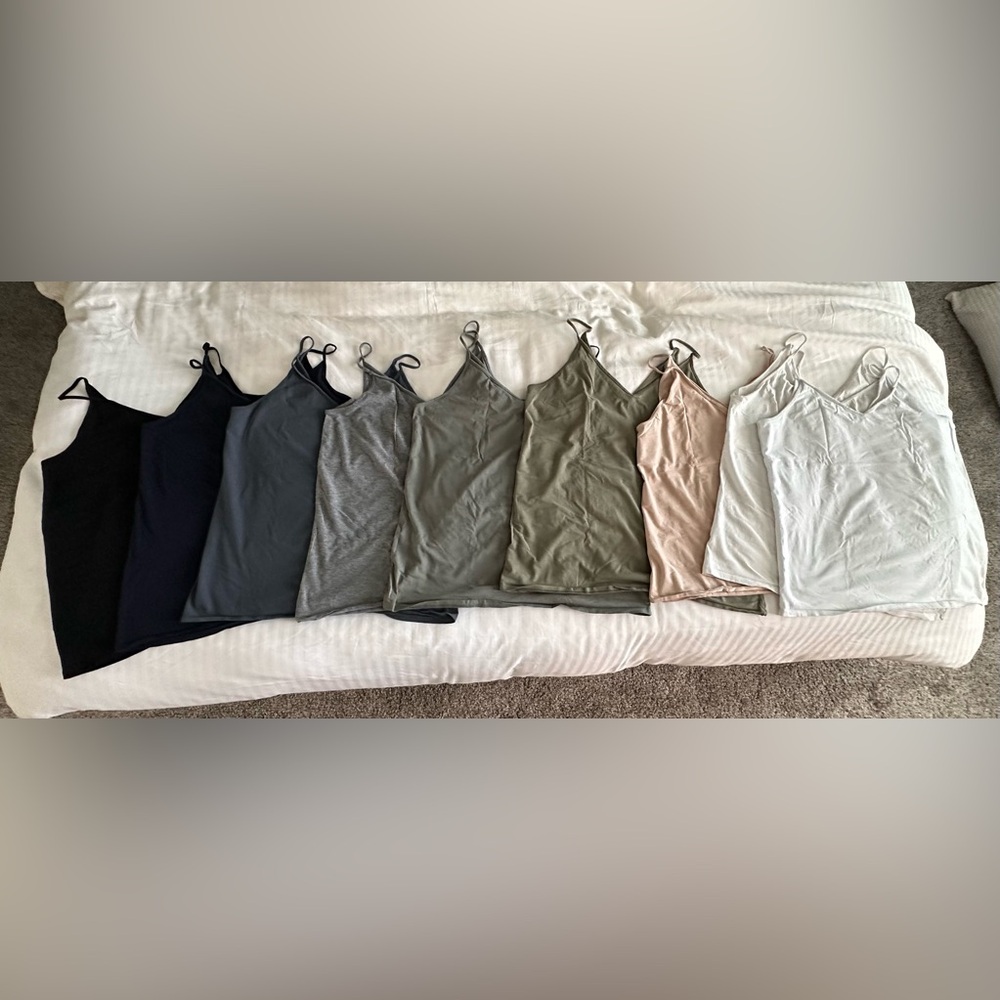 Lot of (9) LOFT Outlet Double-V Strappy Camisoles, various colors